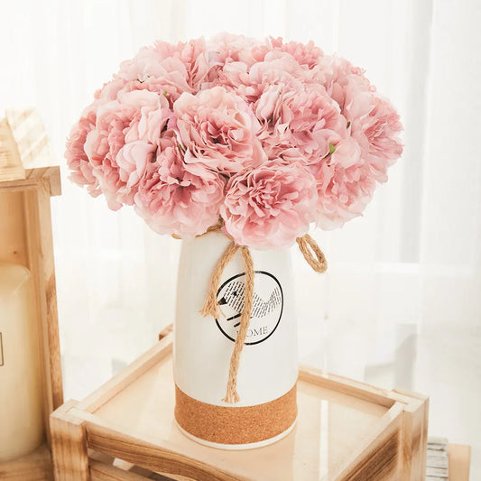 5-Piece Silk Peony Bouquet - Artificial Flowers for Home and Event Decoration