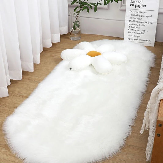 Luxurious Oval Fluffy Faux Fur Carpet