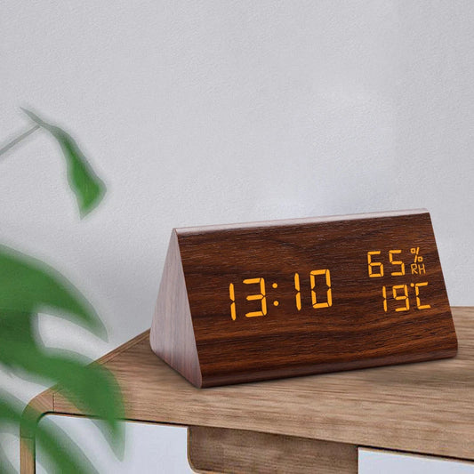 Voice-Activated LED Wooden Alarm Clock